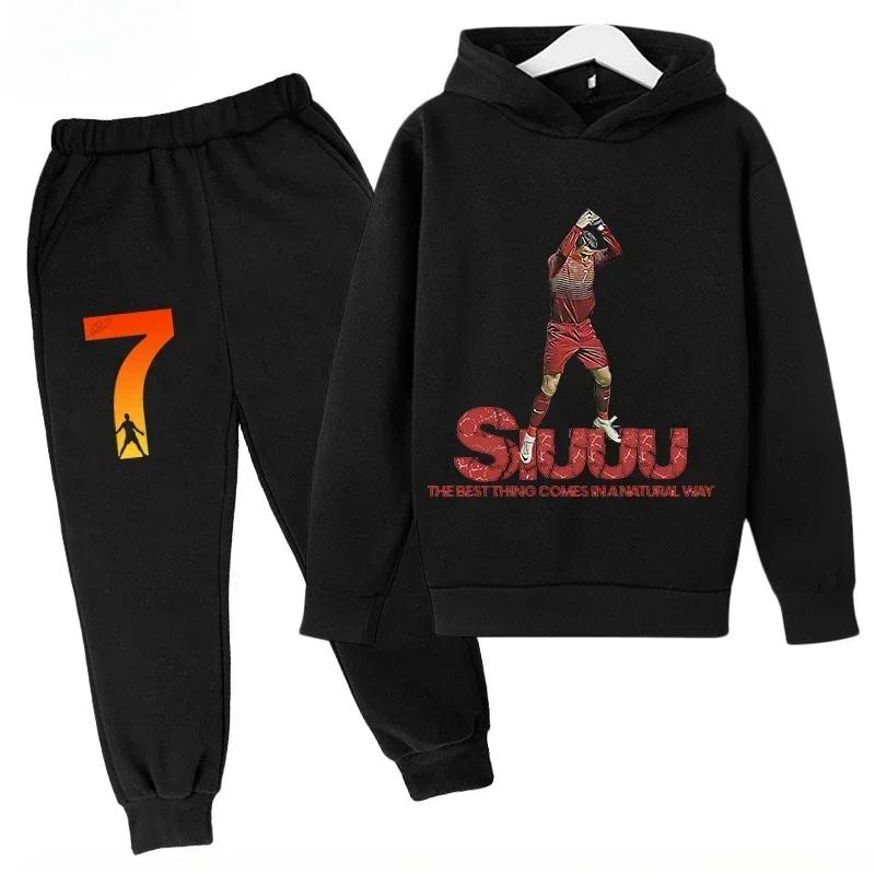 Spring Autumn Children's Set Brand Print Sports Hoodie+Pants Suit 2-piece Set Boys Girls Clothes Casual Fashion Kids Tracksuits