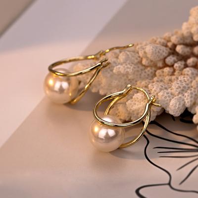 Pearl Double-sided U-shaped Earrings, Light Luxury, High-end Sense, Simple Ear Buckle, Fashionable and Versatile, Exquisite Niche Design, Earrings