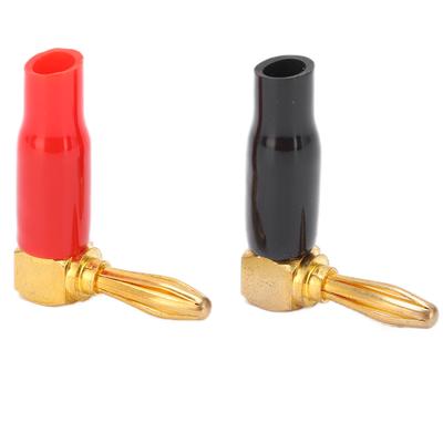 2 Stück U45 4mm rechtwinkliger Bananenstecker 90 Grad Bananensteckverbinder Zubehör Rot Schwarz