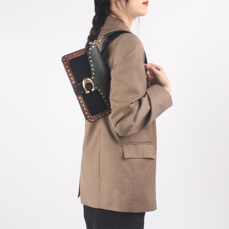 New COACH Tabby Suede Cow Leather Shoulder Bag Crossbody Bag Shoulder Bag Women's Black Brown 79338-B4M2