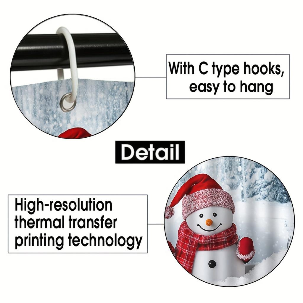 4Pcs Bathroom Shower Curtain Set Christmas Bathroom Curtain With 12 Hooks Non Slip Rugs Toilet Cover Mat Bathroom Partition