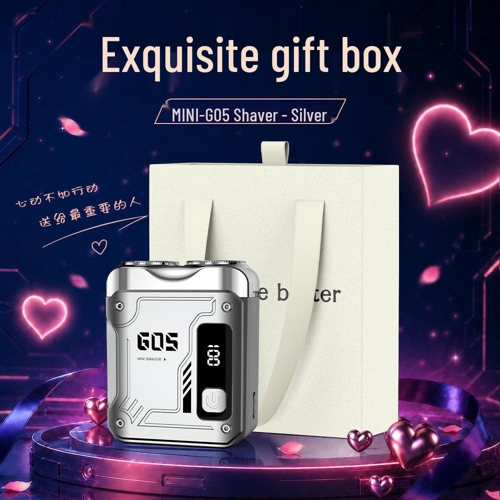 Compact Dual-Head Magnetic Electric Shaver: Rechargeable Razor with Digital Display and Gift Box