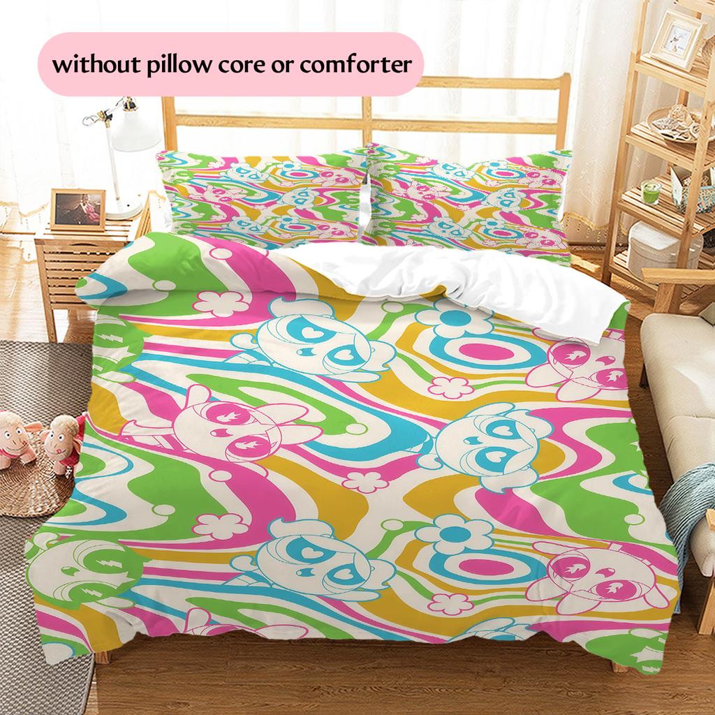 Powerpuff Girls Cartoon Duvet Cover & Pillowcases, Powerpuff Girls Fan Bedding, Ideal Gift.chl