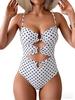 European and American swimsuit women's sexy splicing metal buckle hollow one-piece swimsuit hot spring vacation swimsuit women