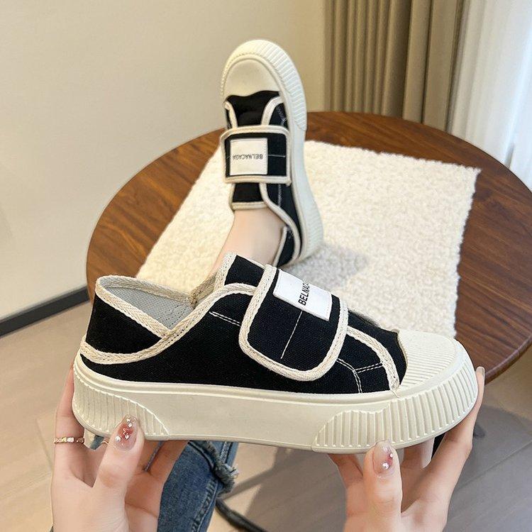 Velcro 22 Summer New Round Head Biscuit Shoes Student Running Two Wear Canvas Shoes