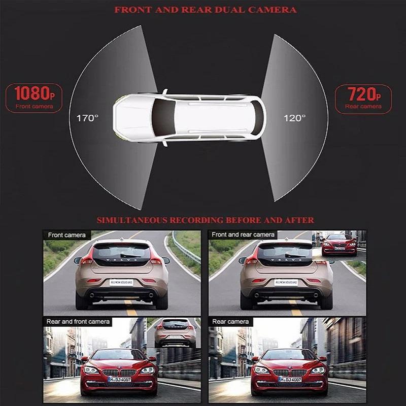 4-inch Dashcam, Dual-lens Touchscreen, 1080P HD Night Vision Car DVR