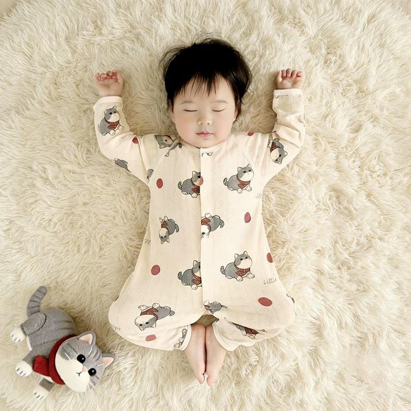 Unisex Baby Summer Long Sleeve Breathable Bodysuit Pajamas