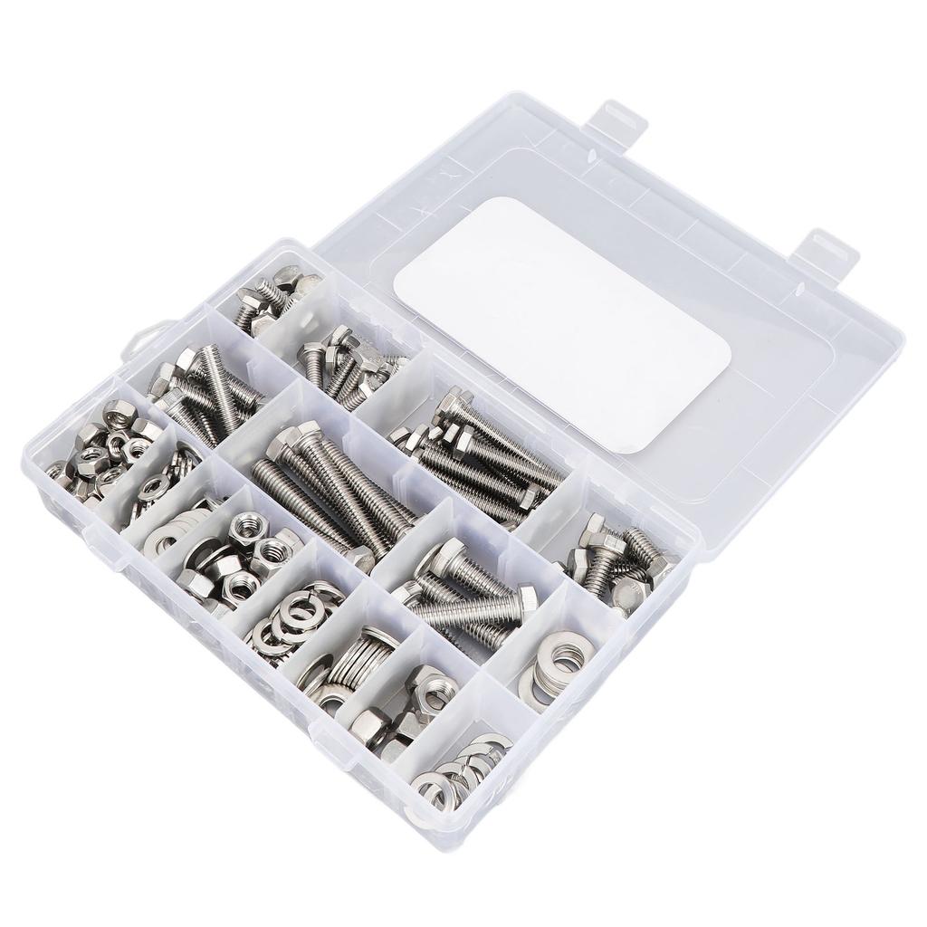 246 szt. śrub sześciokątnych ze stali nierdzewnej, nakrętek, podkładek, zestaw asortymentowy do urządzeń gospodarstwa domowego