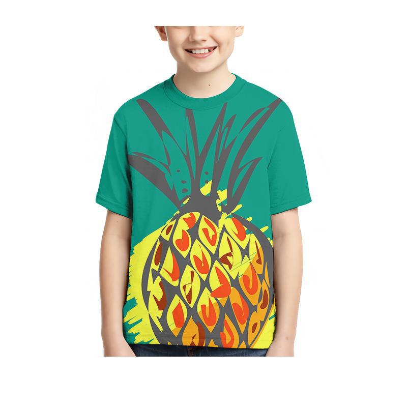 Summer Round Neck 3D Fruit Printed Top Fashionable Casual Short Sleeved Children's Boy T-shirts