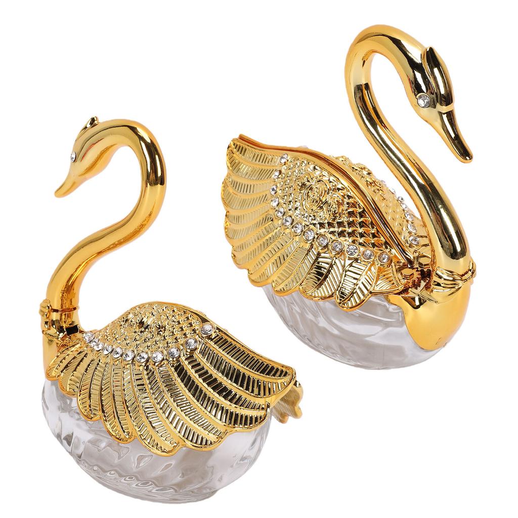 Sugar Container with Spoon Decorative Swan Shaped Plastic Glass Seasoning Jar for Sugar Salt Coffee Tea Style 2