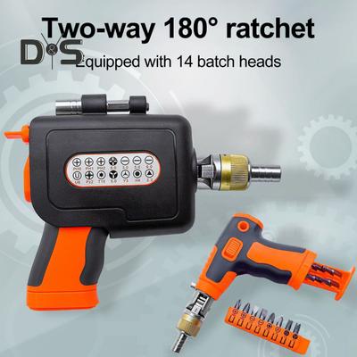 Multi-Schraubendreher-Set Ergonomisches Design Ratschenmechanismus 180-Grad Multi-Winkel Elektro-Schraubendreher mit magnetischem Bit-Set