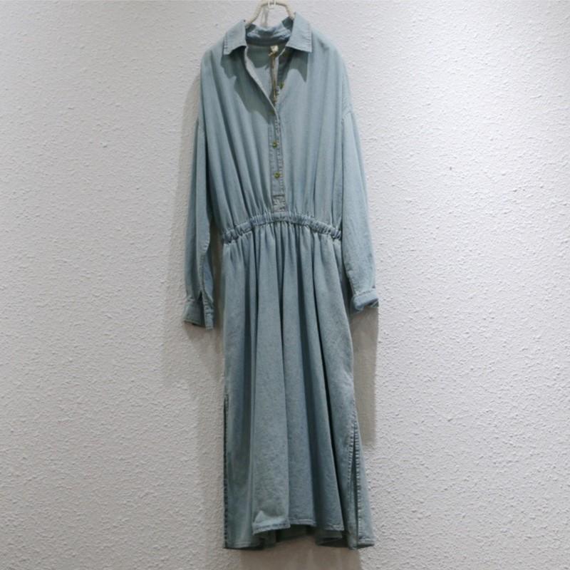 

Johnature Женское винтажное платье-рубашка с отложным воротником, синее, весеннее, с длинным рукавом, на мягких пуговицах, А-силуэта One Size джинсовый синий