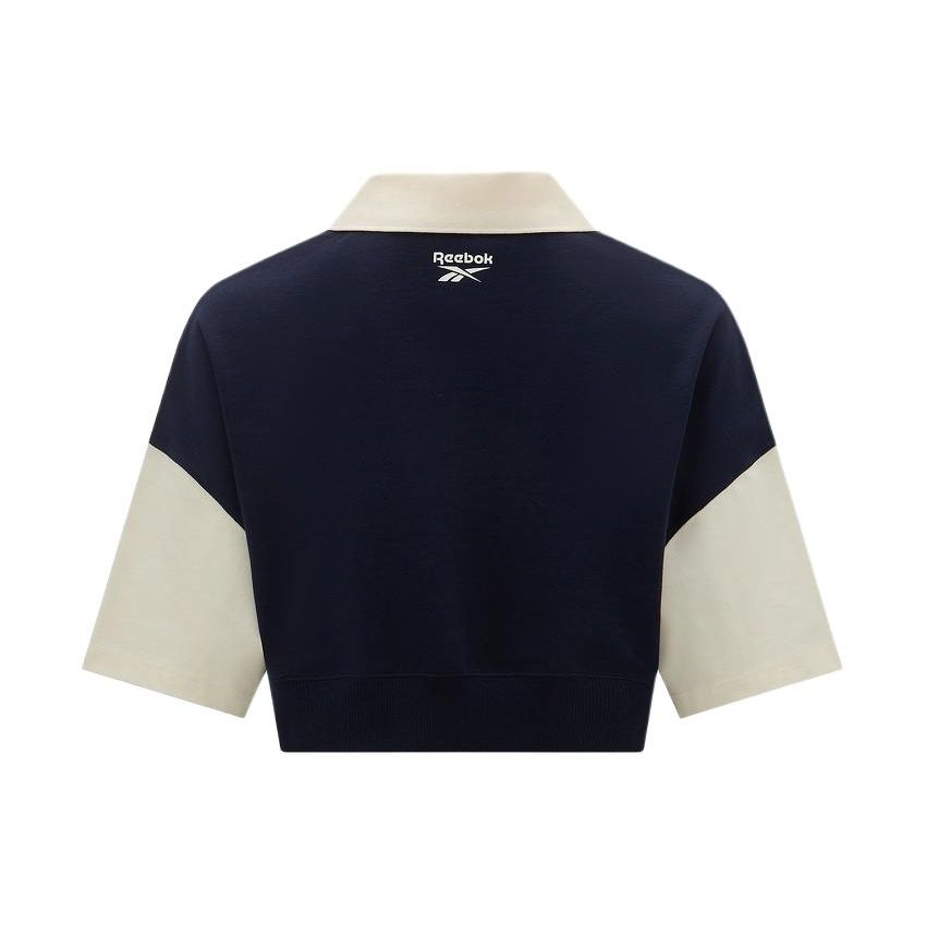 Reebok Lifestyle Series Color Block Sports Casual Knit Polo Shirt Women Tops Navy-Blue 24SRC408WGN2