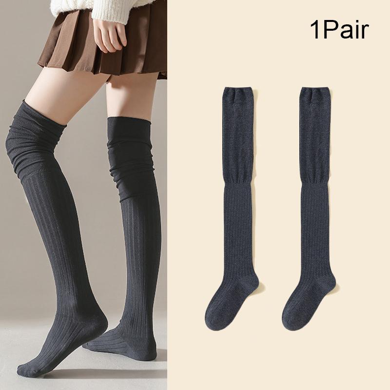 

1 pair of stacked long casual socks loose fitting boots and socks slim fit women s stretch knee length warmth темно-серого