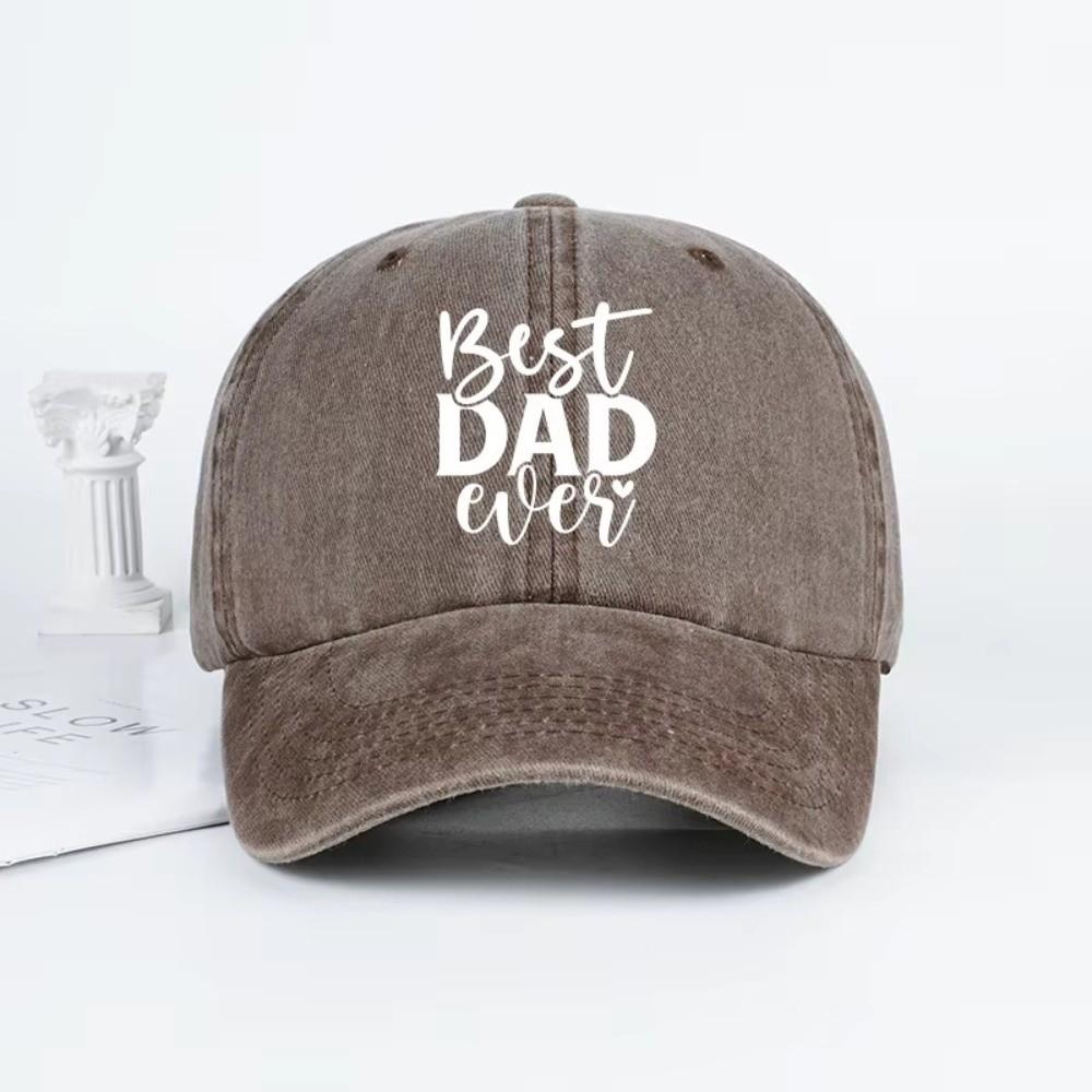Casual Washed Cotton Best Dad Ever Hats Curved Brim Adjustable Letter Printed Baseball Caps Hip-hop Distressed Sun Hat Gift