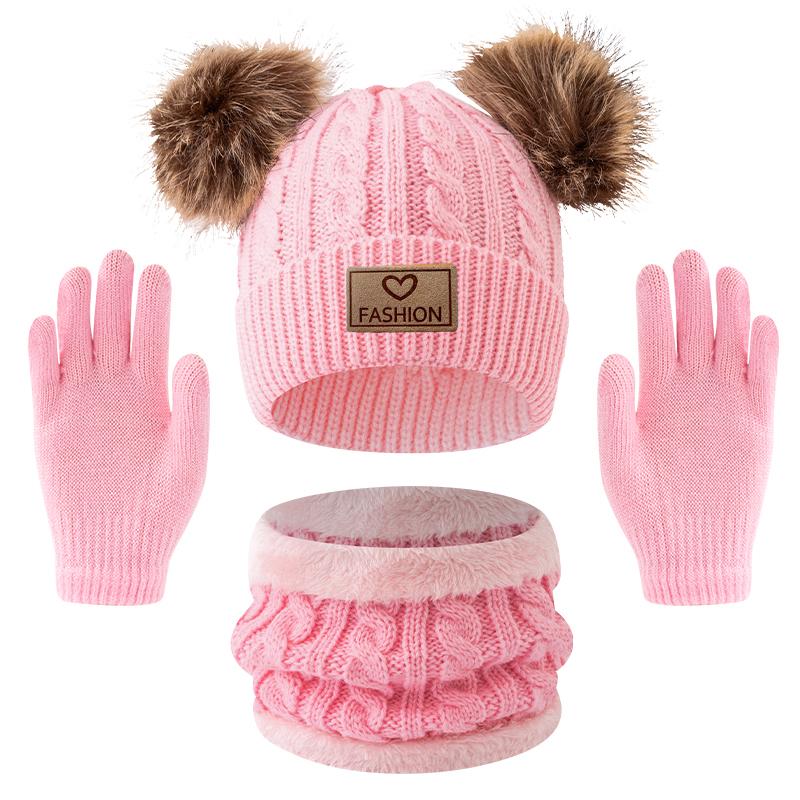 3pc 2-12Y Autumn and Winter Children's Hats and Neck Gloves Set, Cute, Comfortable and Warm, Hats for Boys and Girls