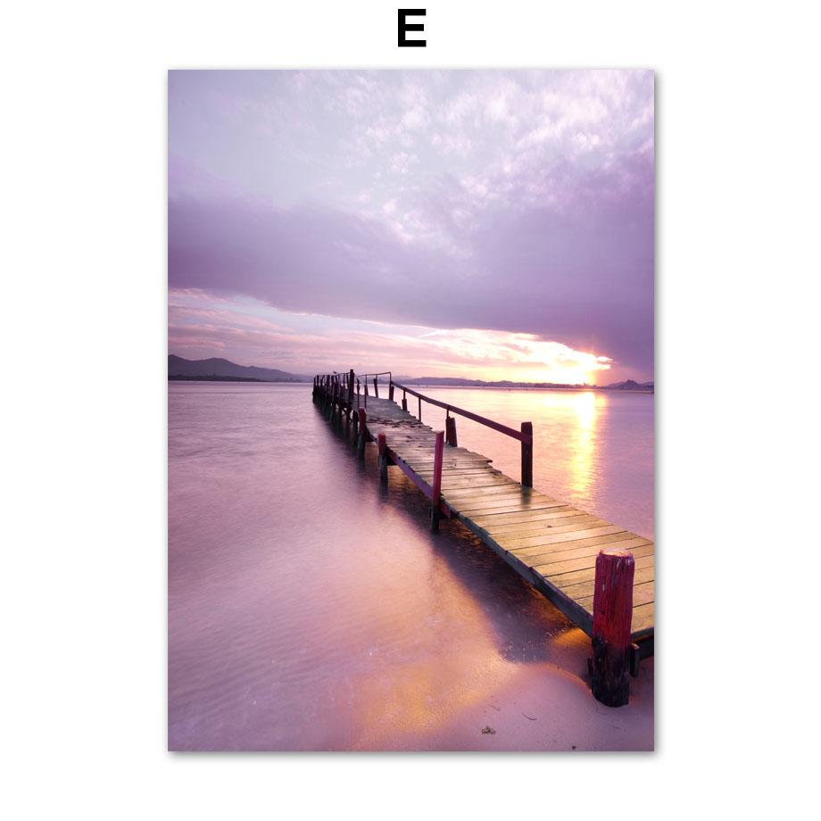 Lavendel Lila Strand Landskap Naturliga affischer och utskrifter Dukmålning Väggkonstbilder för vardagsrum Heminredning