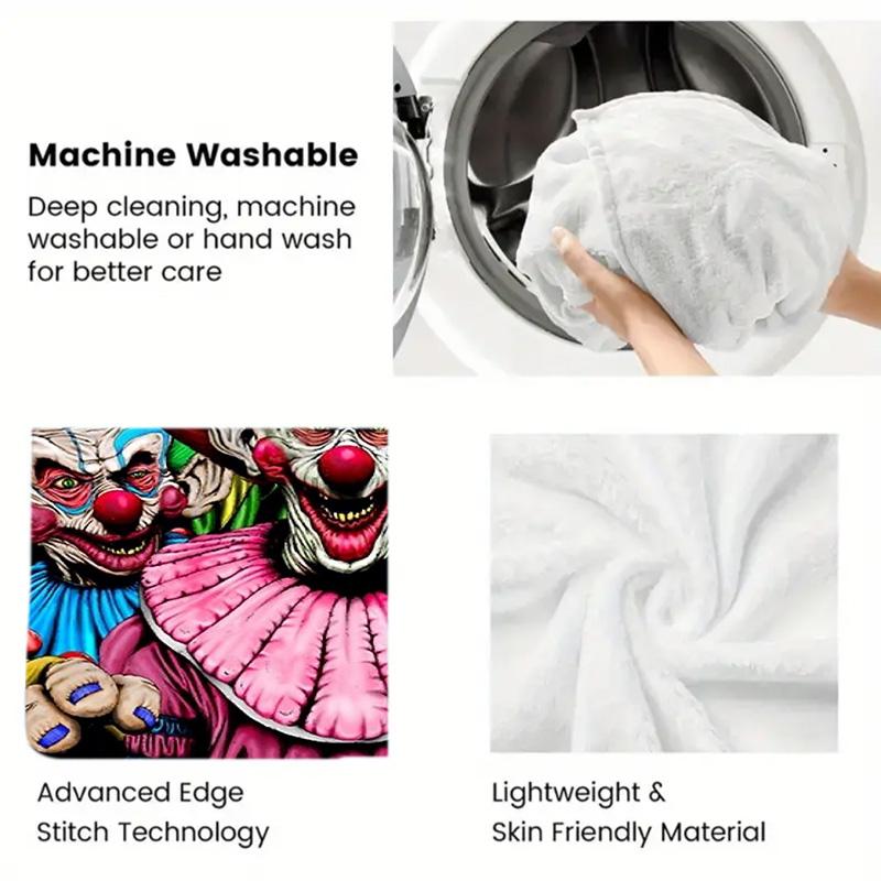Creepy Clown 2D Flat Pattern Flannel Blanket High Quality All Seasons Warmth and Comfort Perfect for Christmas Gifts.MMT0918425