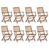 VidaXL Lot de 8 Chaises Pliables d'Extérieur avec Coussins, Sièges de Terrasse, Chaises de Salle à Manger, Meubles de Patio 3075093