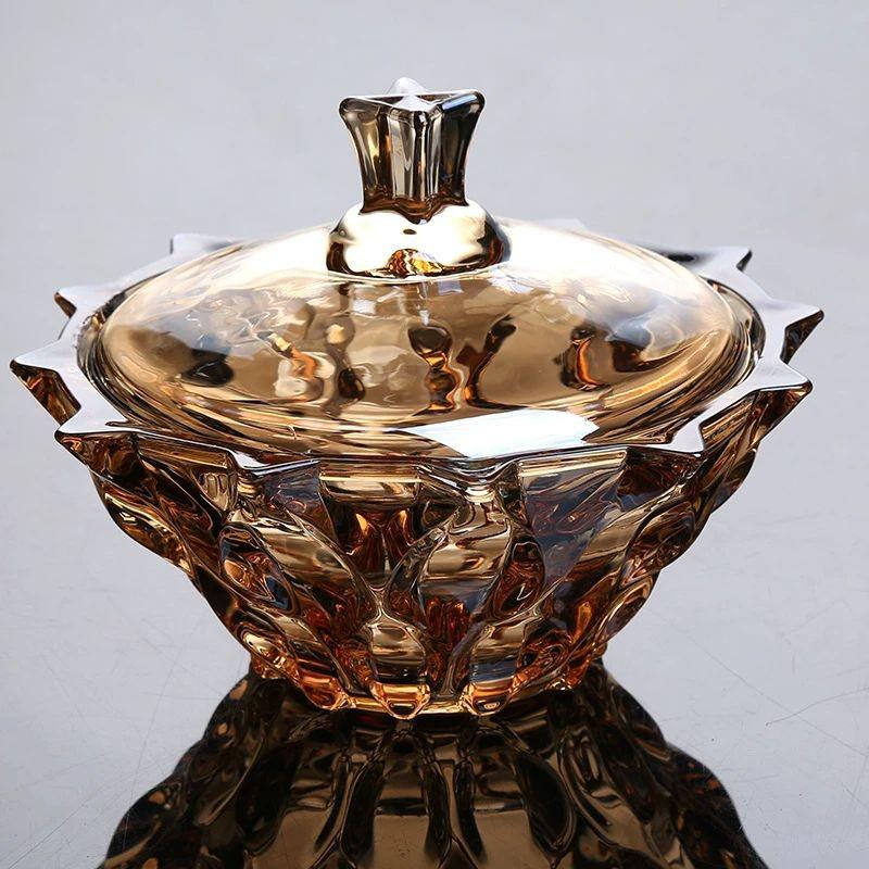 Light Luxury Crystal Glass Fruit Bowl & Storage Jar for Coffee Table
