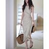High-end Temperament Polka Dot Dress Women's Side Waisted Linen Cotton French Long Skirt