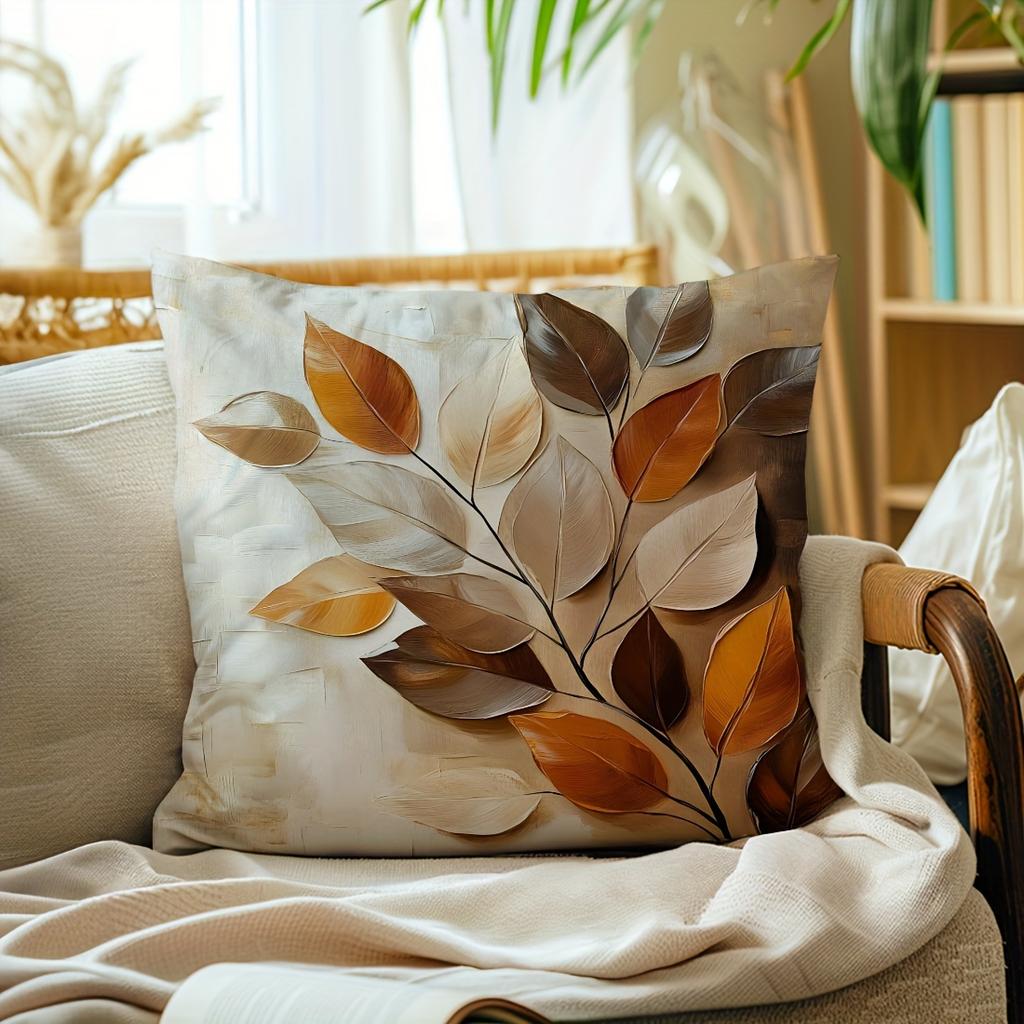 Vikama Nordic Leaf Three-Dimensional Print Design Pillow Cover, Bedroom, Bedside Pillowcase, Soft And Comfortable Home Decor