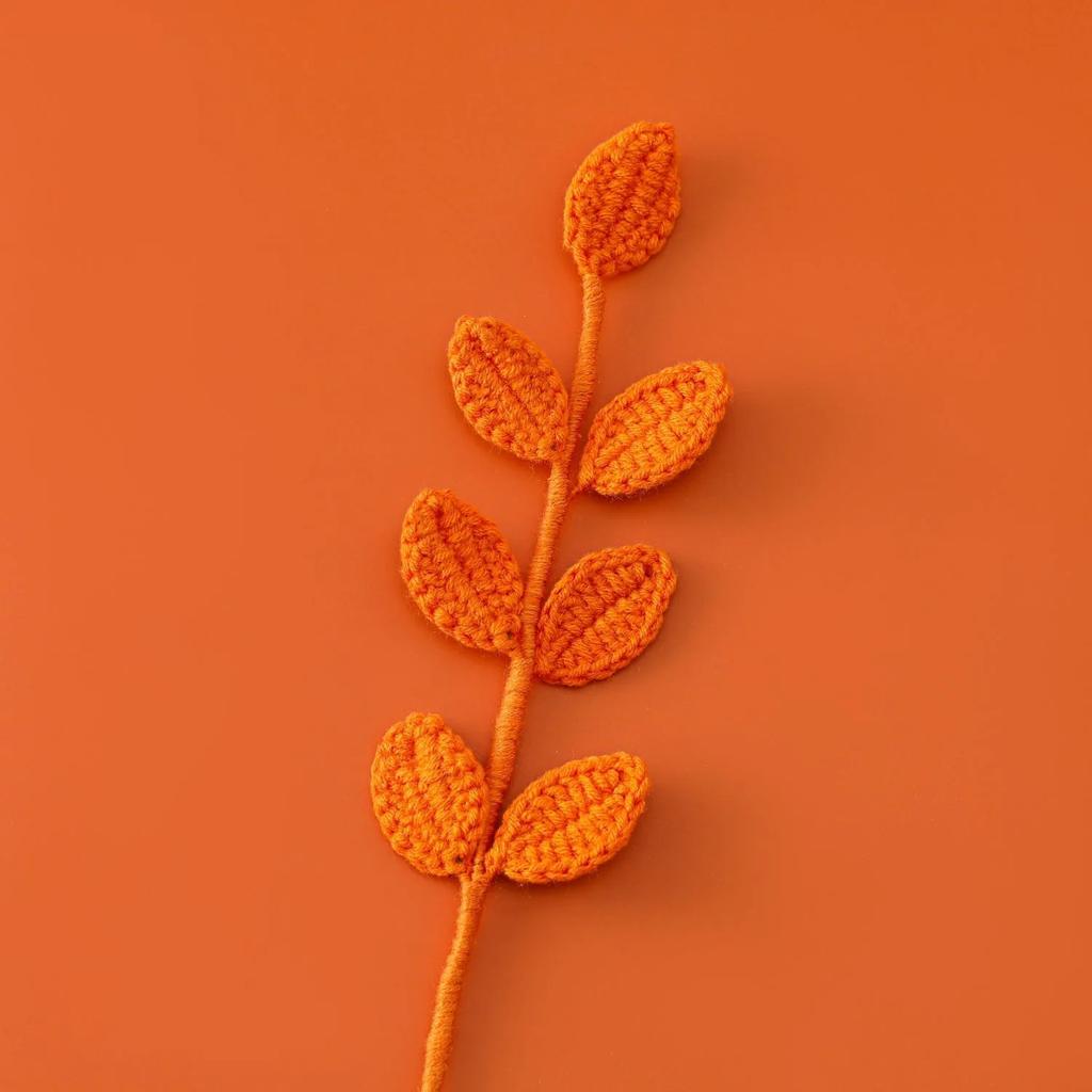 1pc Crochet Leaves Knitted Eucalyptus Leaves Handmade Knitting Plant Artificial Plant for Flower Vase Home Decor