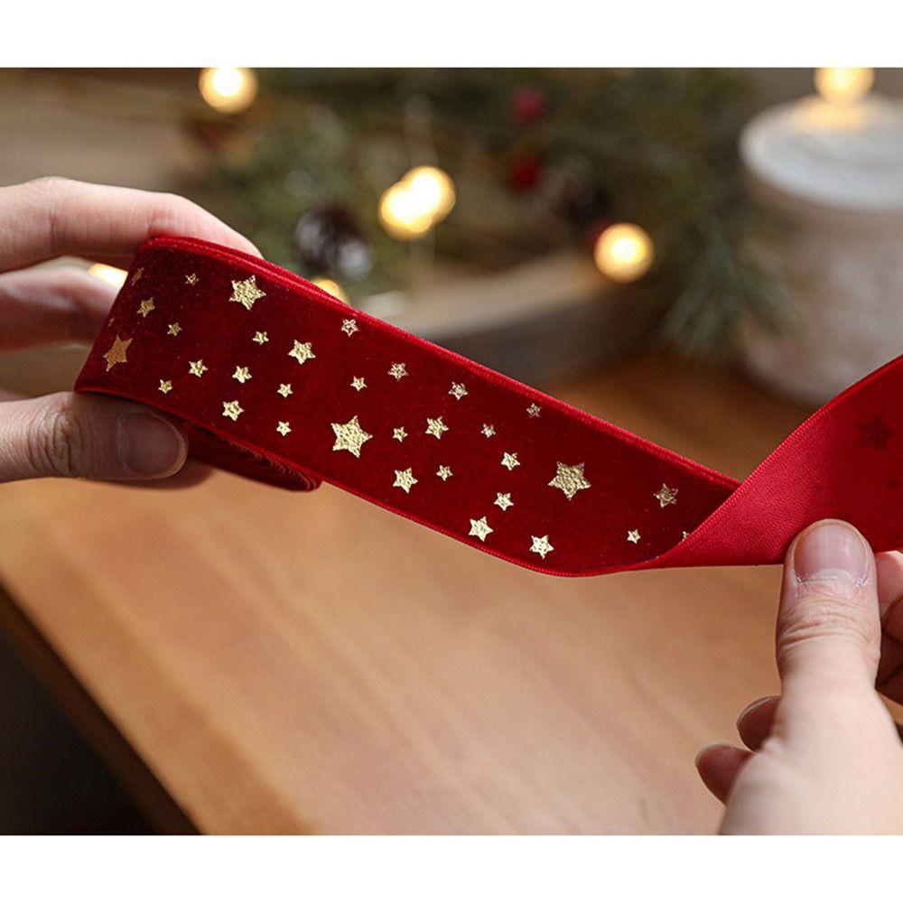 High-Quality Wired Velvet Ribbon 2.5CM Width Christmas Packaging Ribbon  Bow Making