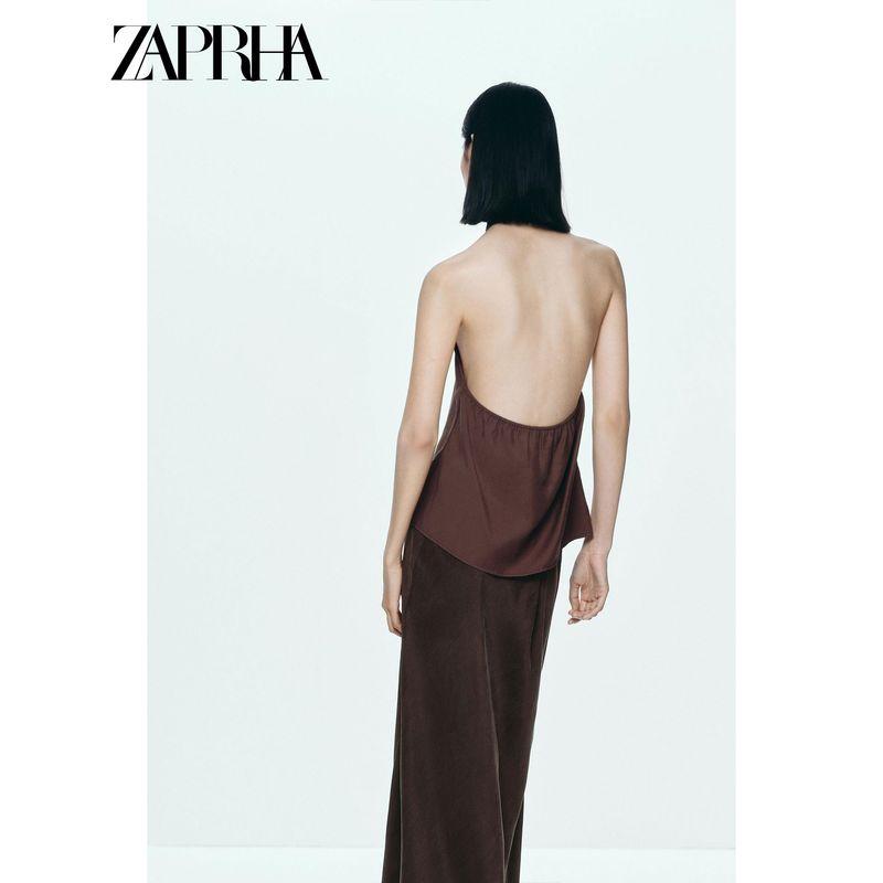 Zaprha 2025 Summer New American Seaside Holiday Style Knot Decoration Hanging Neck Top Style Vest Women 2010709