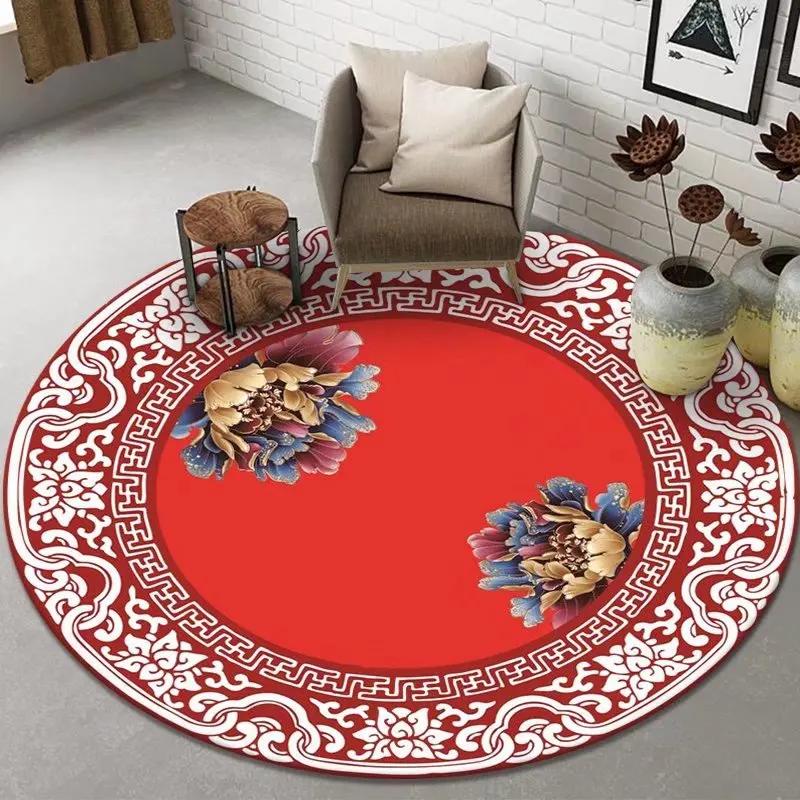 Luxury Classical Round Living Room Rug Simple Black White Bedroom Carpet Toilet Washroom Decoration Rugs Comfortable Floor Mats