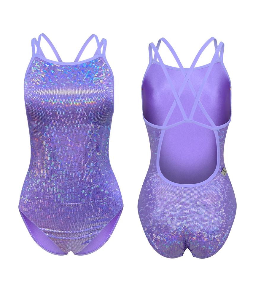 Jeteseu Women'S Double Strap Crossbody One-Piece Swimsuit Aurora Shimmer L9A6002