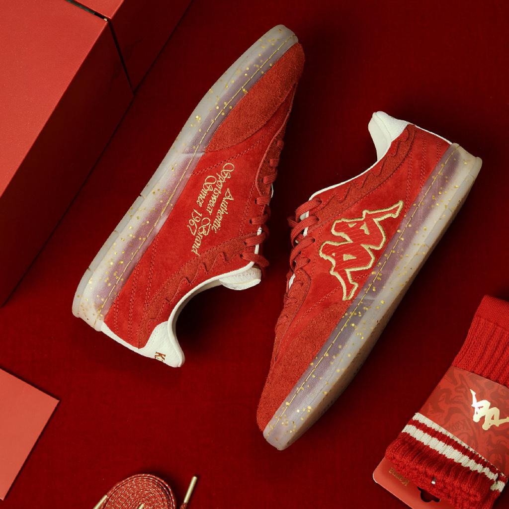 Kappa Tifo New Year Limited Versatile Comfortable Non-Slip Wear-Resistant Low-Top Skate Shoes Unisex sneakers China-Red Birch-White K0EW5CC70P-554
