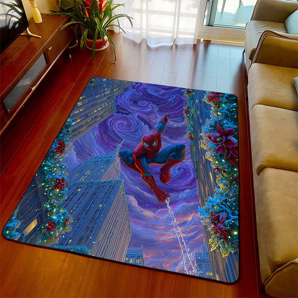 Spiderman Pattern Floor Mat Soft Polyester Area Rug Non-Slip Carpet for Living Room Bedroom Home Decor -QJY
