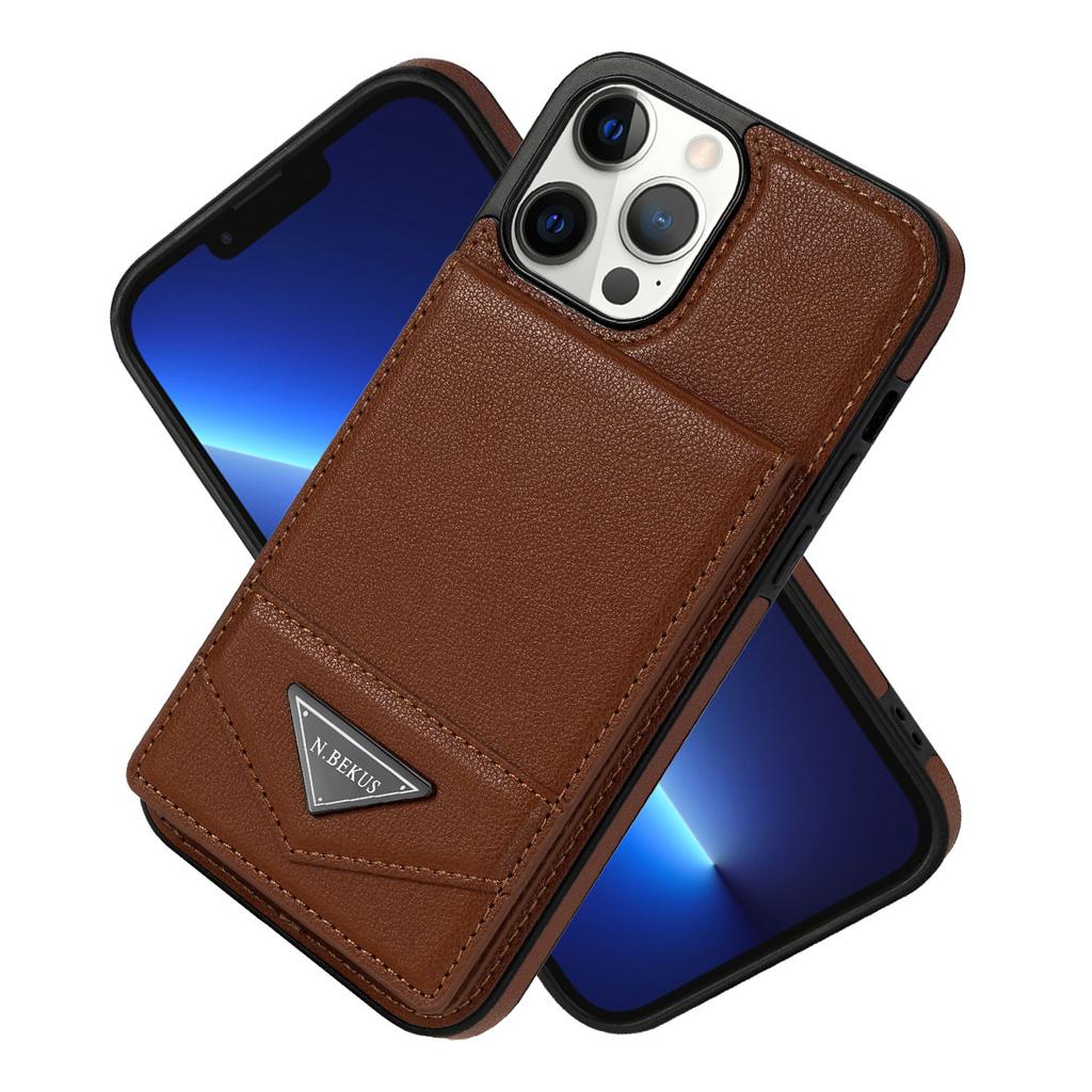 Suitable For 15+14+13 Anti Drop Card Holder Phone Case 12promax Solid Color Flip Up And Down Protective Cover