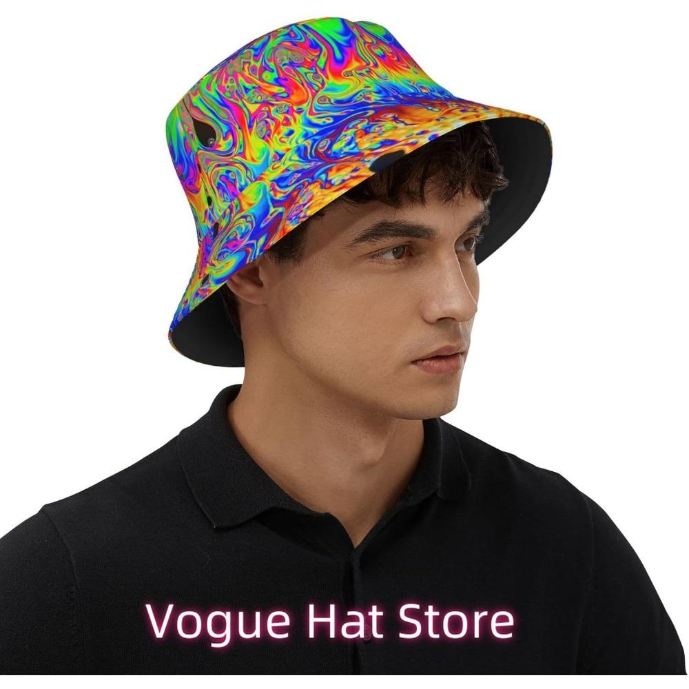Rainbow Hat Colorful Bucket Hats Packable Travel Beach Sun Hat Wide Brim Fisherman Caps For Women Men