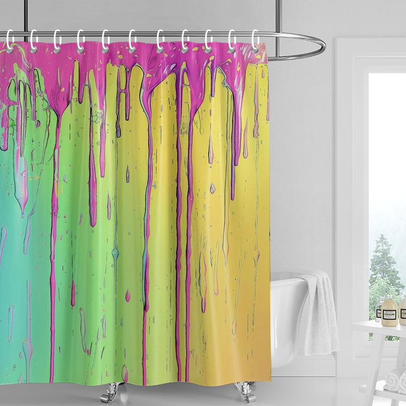Abstrakter Aquarell-Duschvorhang - Blau & Lila Pinselstrich-Design, Wasserdicht mit Ösen, Moderne Badezimmerdekoration