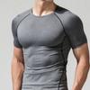Mens Fitness Tees Outdoor Sport Running Short Sleeves Solid Color Shirt Tights Bodybuilding Tops Men T-shirt