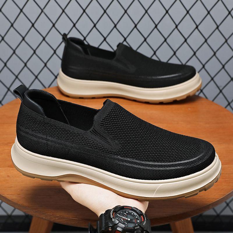 

Мужские мокасины на платформе, повседневные спортивные теннисные кроссовки для мужчин 2024 года, удобные модные туфли для походов и активного отдыха 44 чёрный