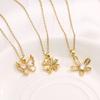 Koreanischer Zirkon Schmetterling Halskettenanhänger Damen Exquisites Kleeblatt Blume Design Nischenstil Schmuck Perfektes Geschenk