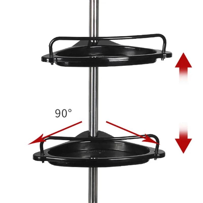 Scaffale Angolare da Bagno a 4 Livelli Tubo Regolabile in Acciaio Inossidabile Organizer per Doccia Asta Telescopica Antiruggine Mensola da Bagno