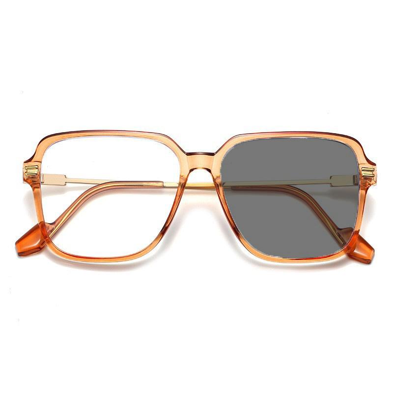 New Stylish Large Frame Photochromic Myopia Glasses Women Men Fashion Color Changing Anti Blue Light near Sight Eyeglasses  -4.0