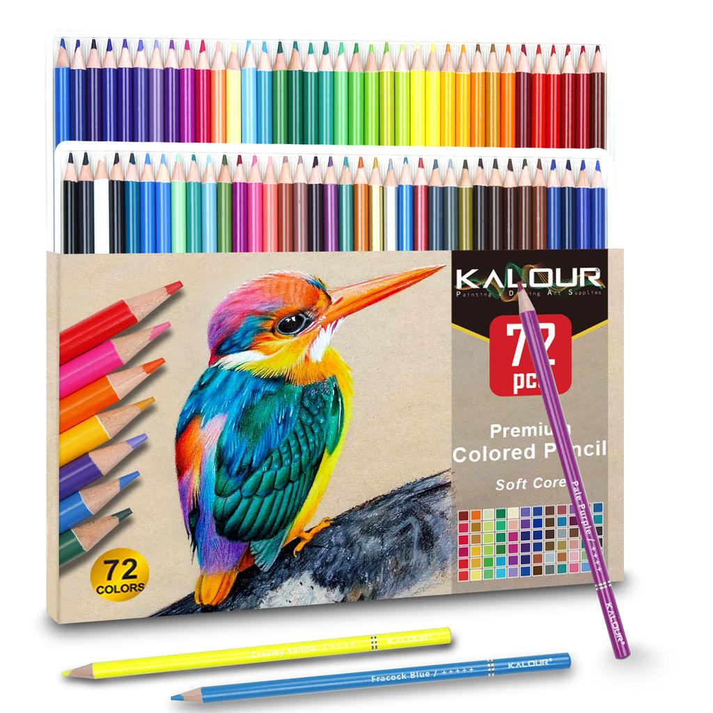 KALOUR PDAS Colored Pencils Set Adult Coloring Book Soft High Color Art Gift 72-Color - Pencils, Core, Payoff, Blending, Layering, Sketching,