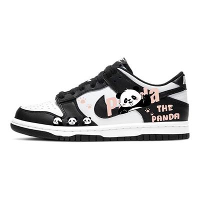Dunk Slip Resistant Abrasion Resistant Low Top Skateboard Shoes GS Black White Pink CW1590-100 (TEAM352-PINK PAN