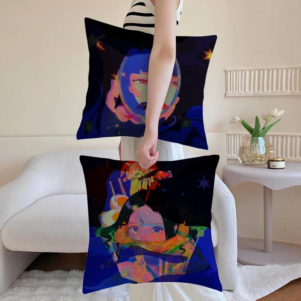Neon Dream Cushion Cover Anti-dustmite Pillowcase Invisible Zipper Silky Short Plush Sofa Cushion Cover