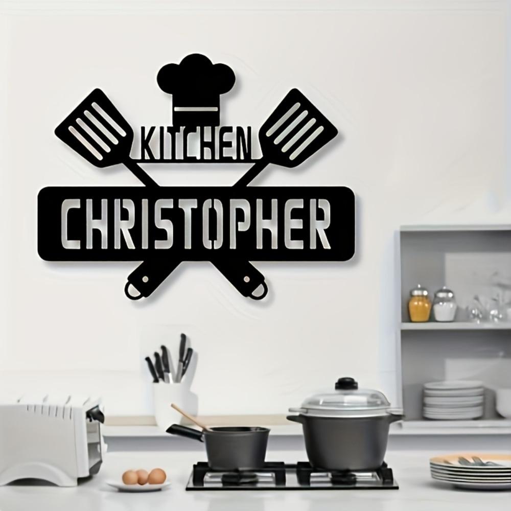 Metal Wall Art Chef Hat Spatula Kitchen Decor Removable Cabinet Sticker Housewarming Gift