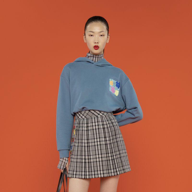 

Obeg Новинка Свободное худи с принтом Fog Blue 155/XS/34