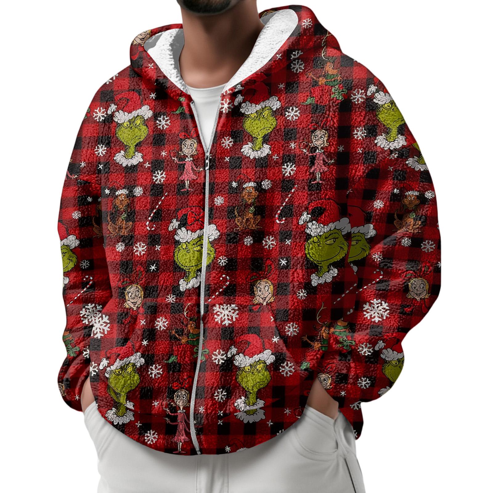 

Men S Winter Zipper Hooded Sweatshirt With Patch Pocket Casual Jacket M червоний