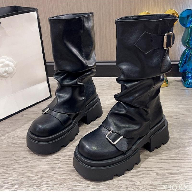 Thick soled height increasing women's new autumn retro midsole boots comfortable height increasing personalized women's boots