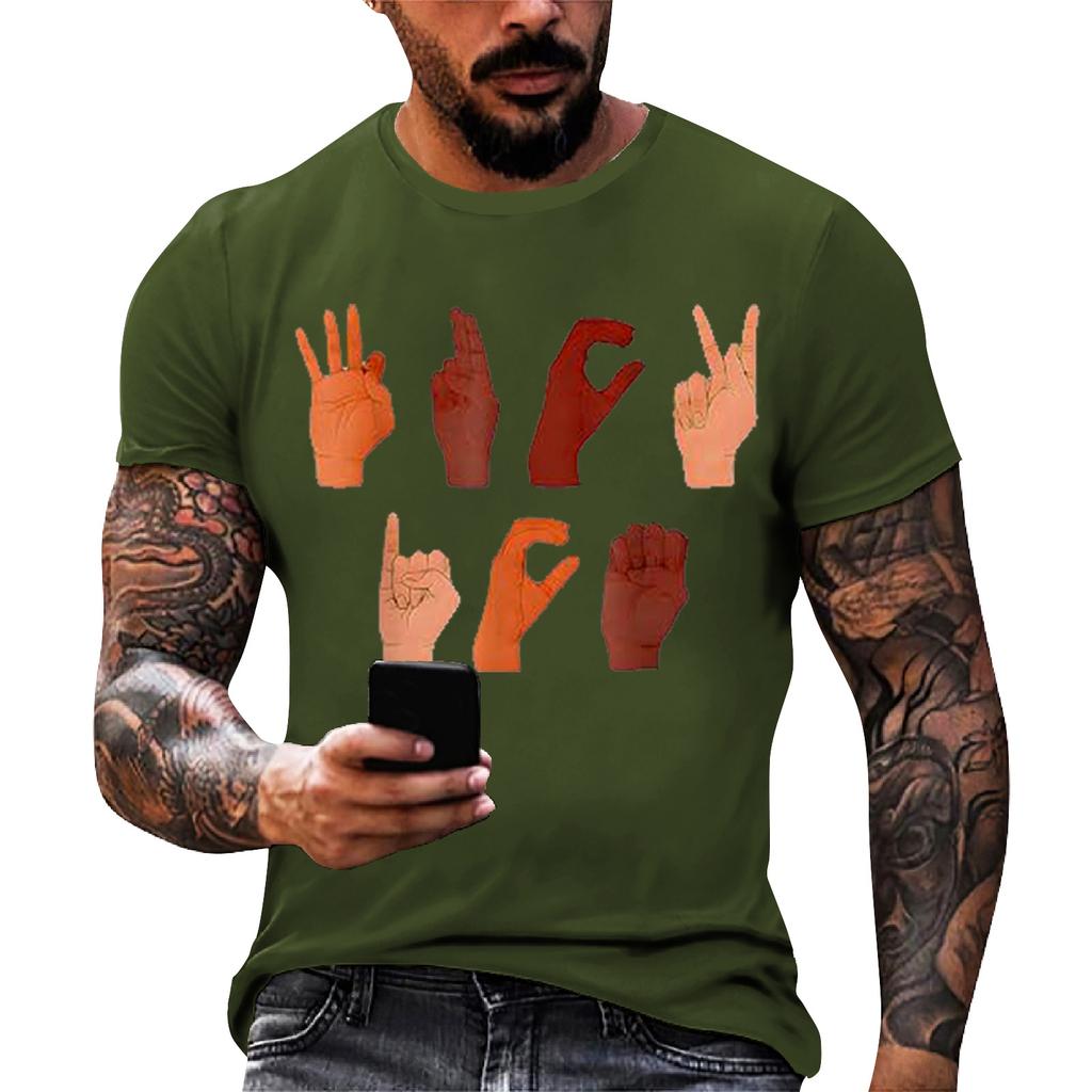Men's loose and casual patterned letter print T-shirt short-sleeved top