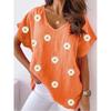 Summer Floral Flower T-shirt 3D Print Women Y2k Tops Streetwear T Shirts Harajuku Oversized Elegant V-Neck Tees Woman Clothing